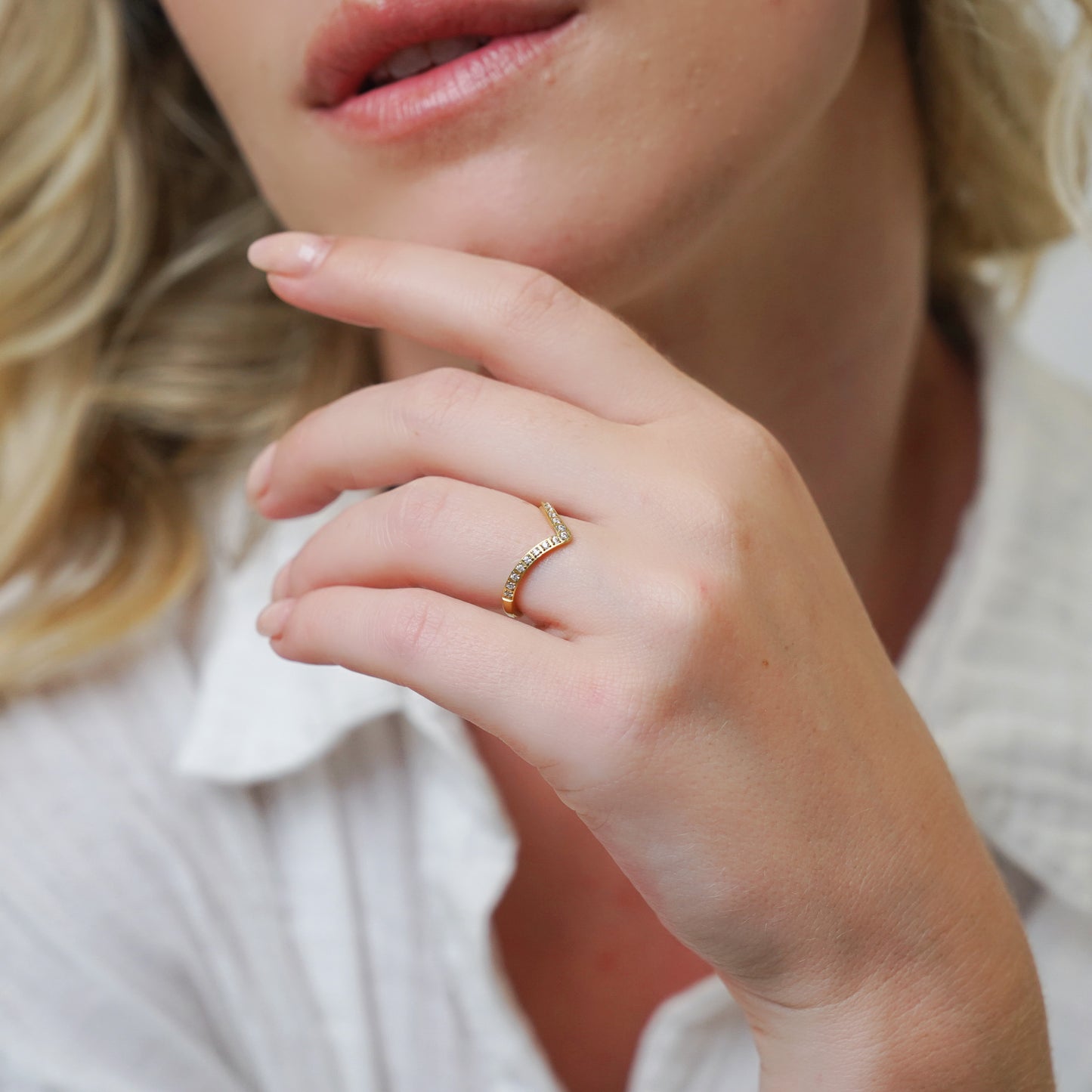 Nadia V CZ Ring