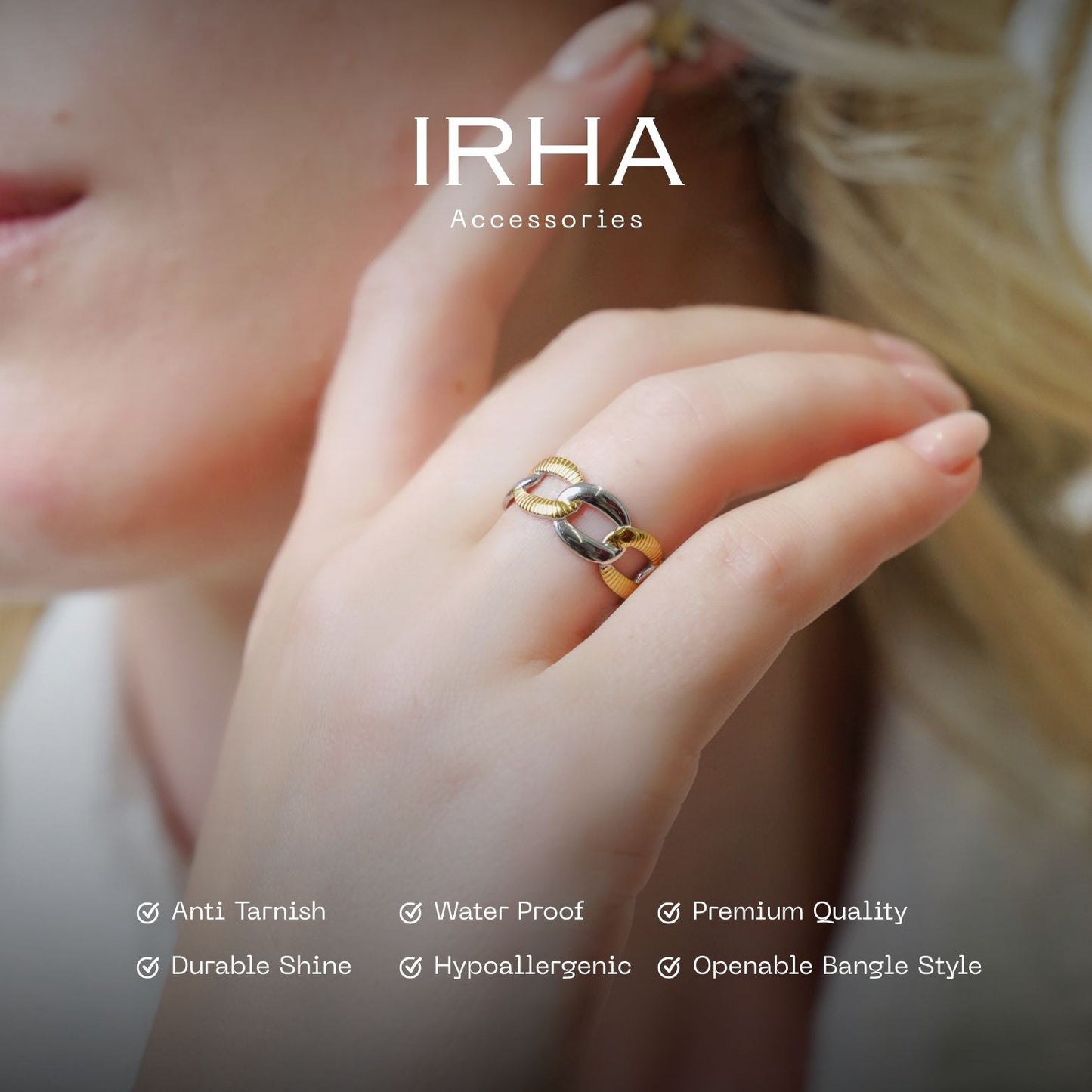 Two toned double link ring