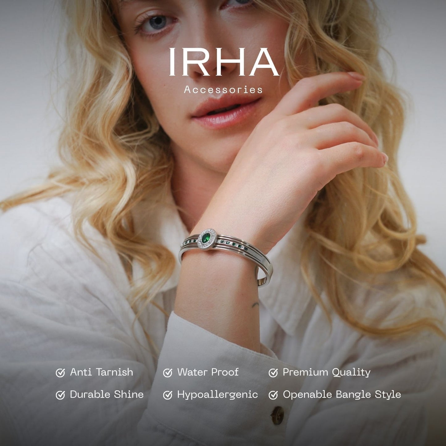 Nur CZ Green Diamond Bangle