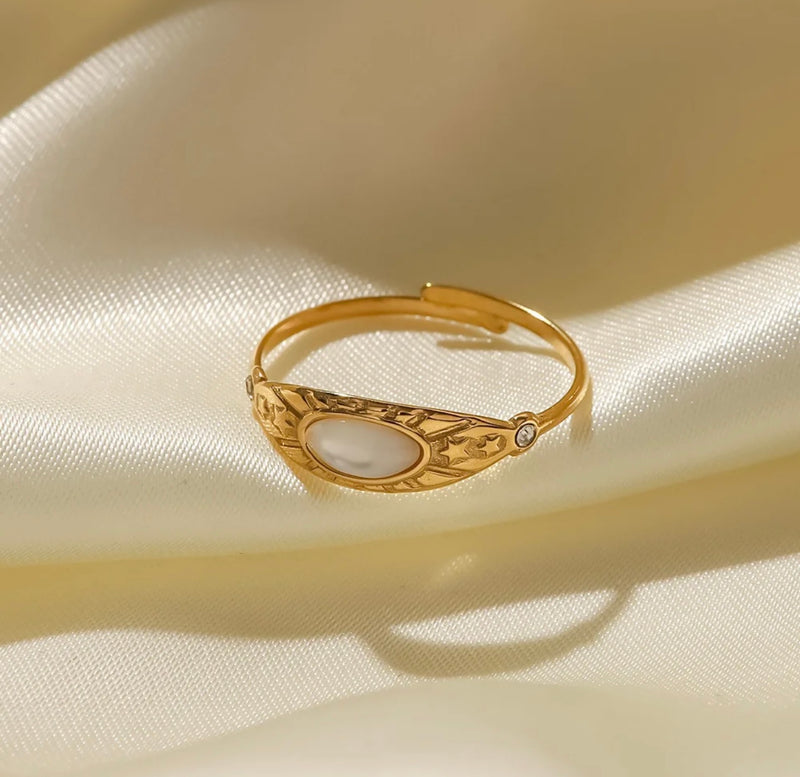 Opal Gold Ring Adjustable