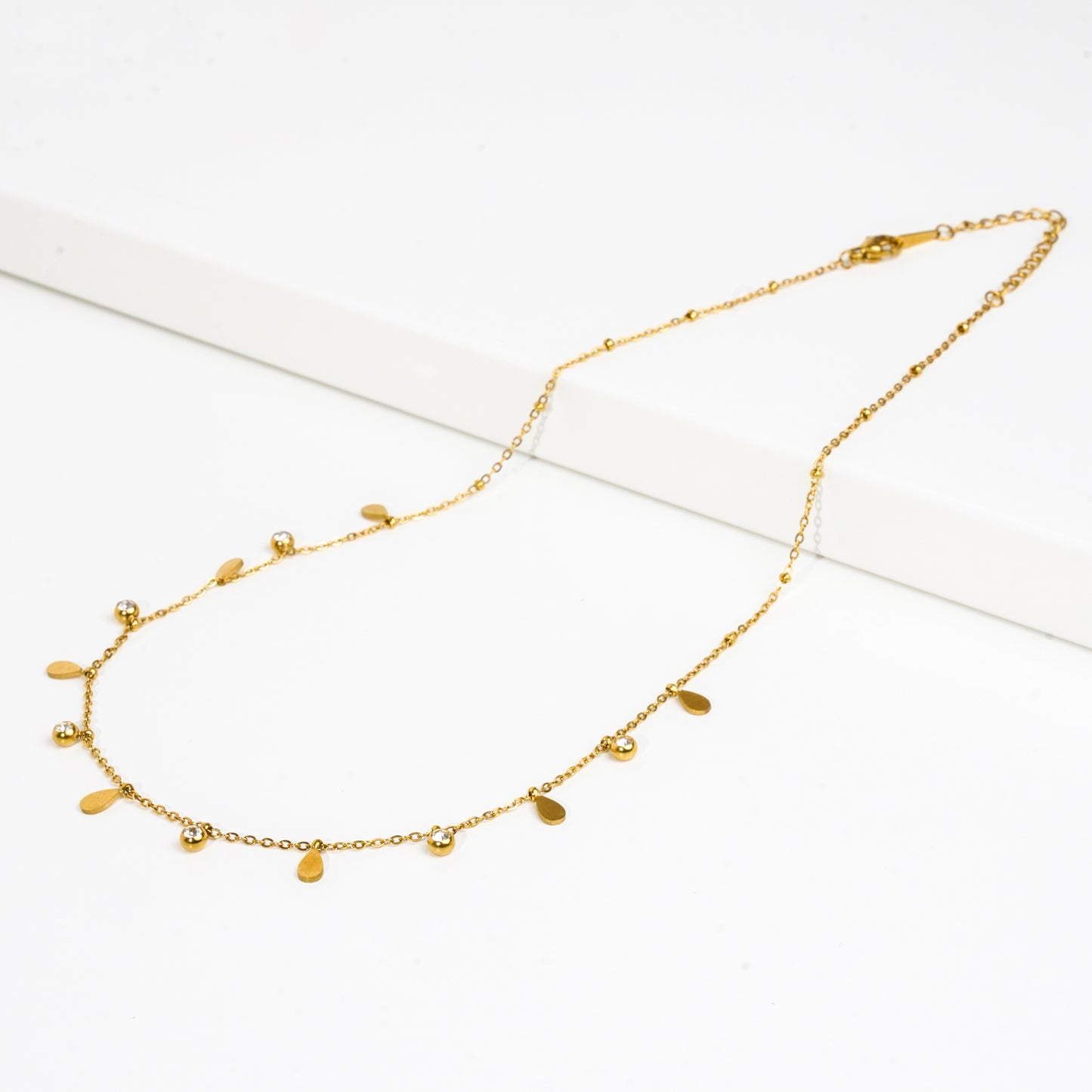 Dainty Droplet and CZ Necklace