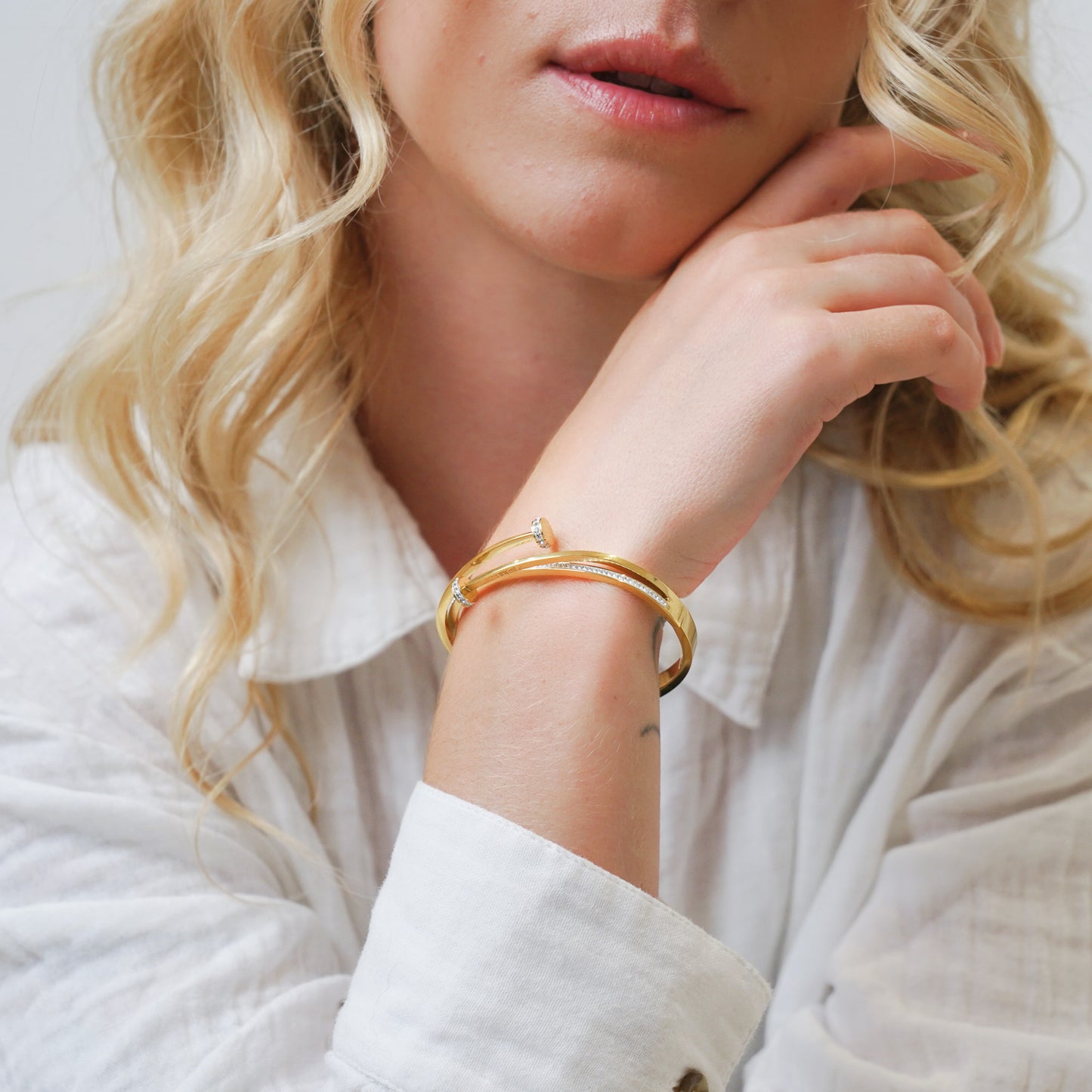 Sana Double Crystal Cross Bangle
