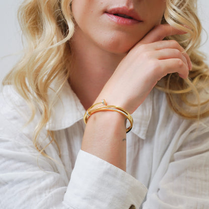Sana Double Crystal Cross Bangle