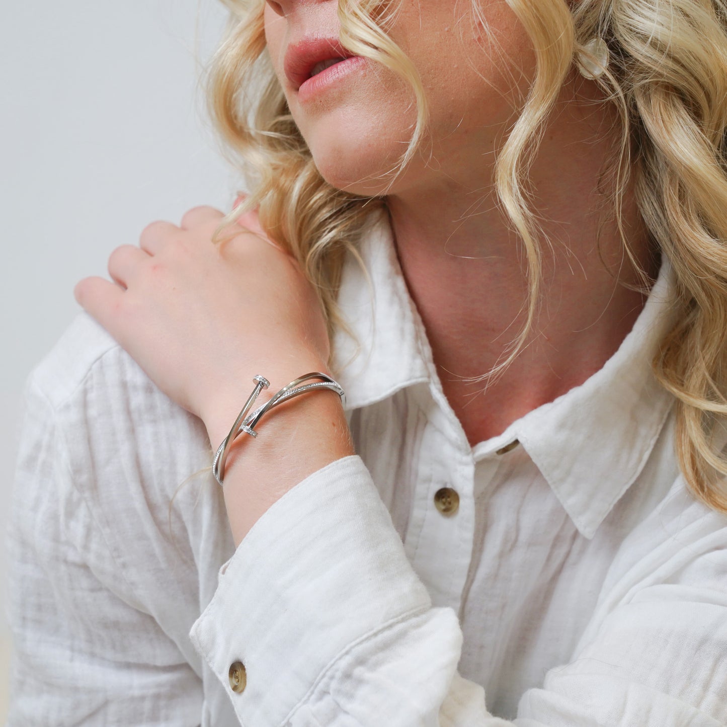 Sana Double Crystal Cross Bangle