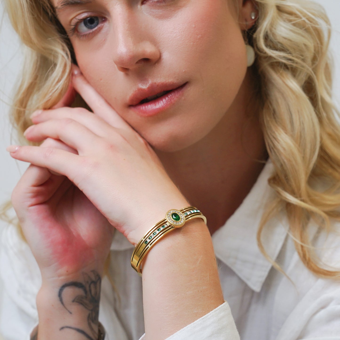 Nur CZ Green Diamond Bangle