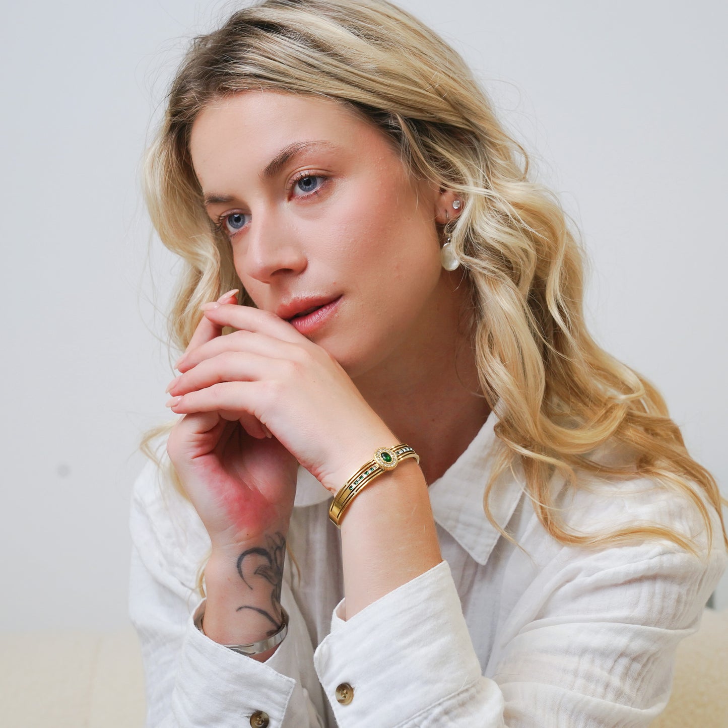 Nur CZ Green Diamond Bangle