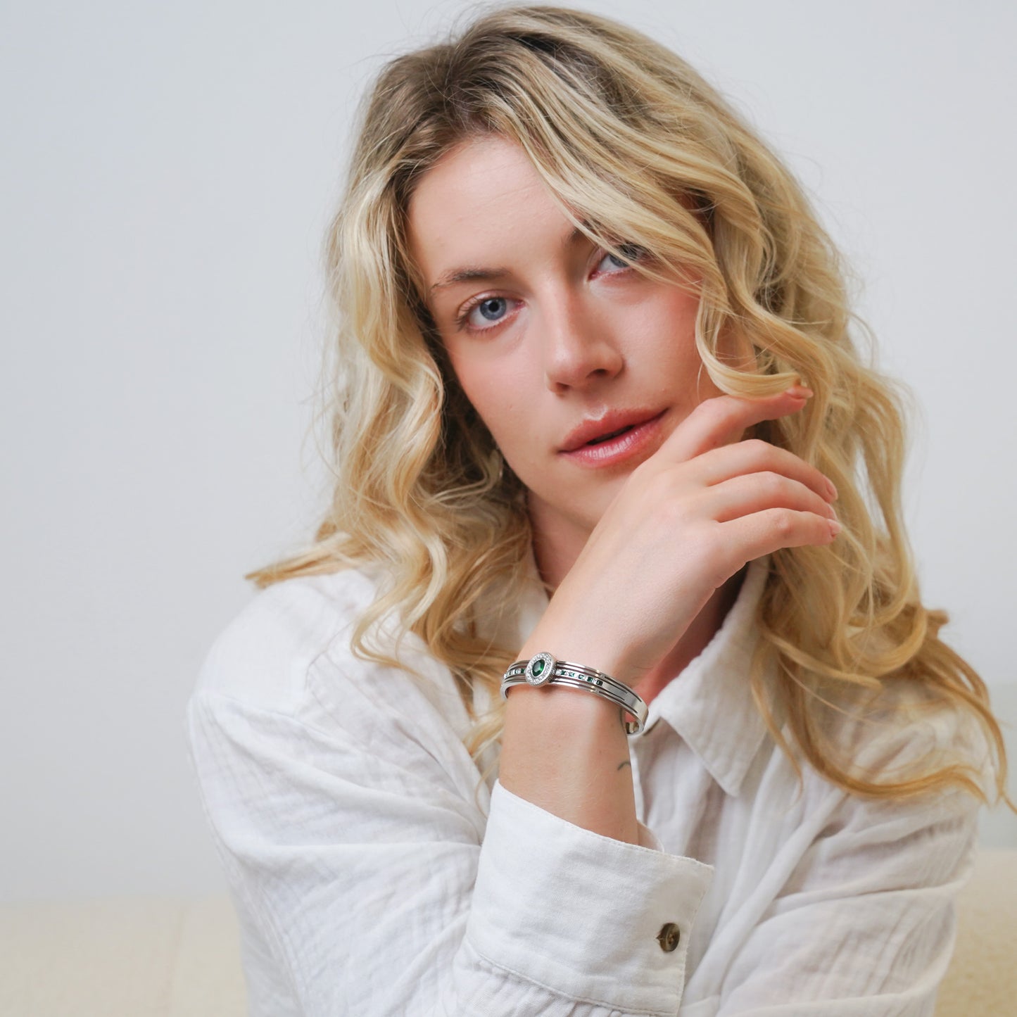 Nur CZ Green Diamond Bangle