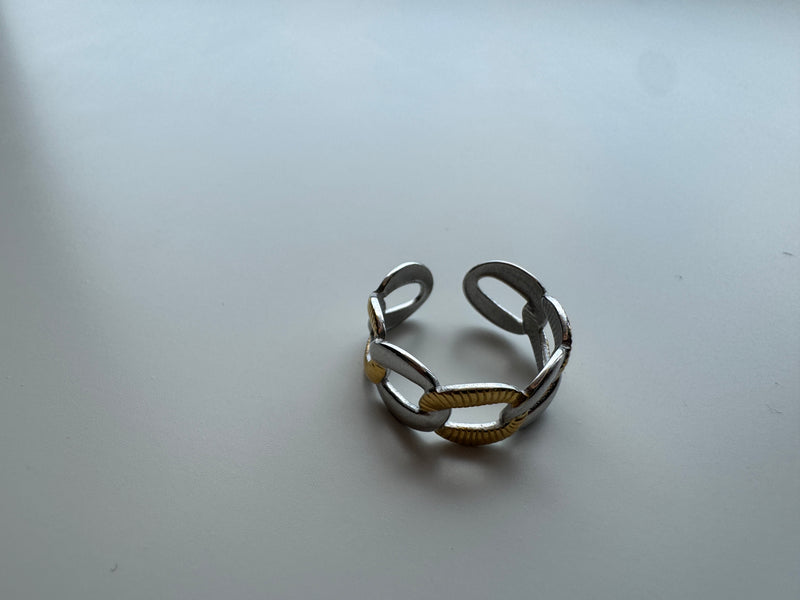 Two toned double link ring