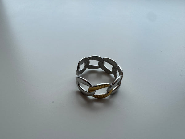 Two toned double link ring