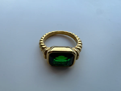 Ani Emerald Bangle and Chunky Ring